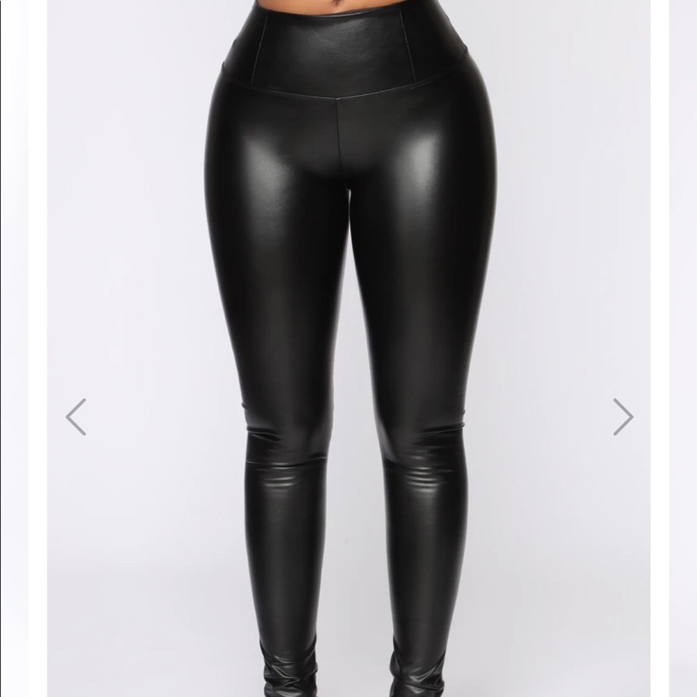 Faux tummy tuck leather leggings